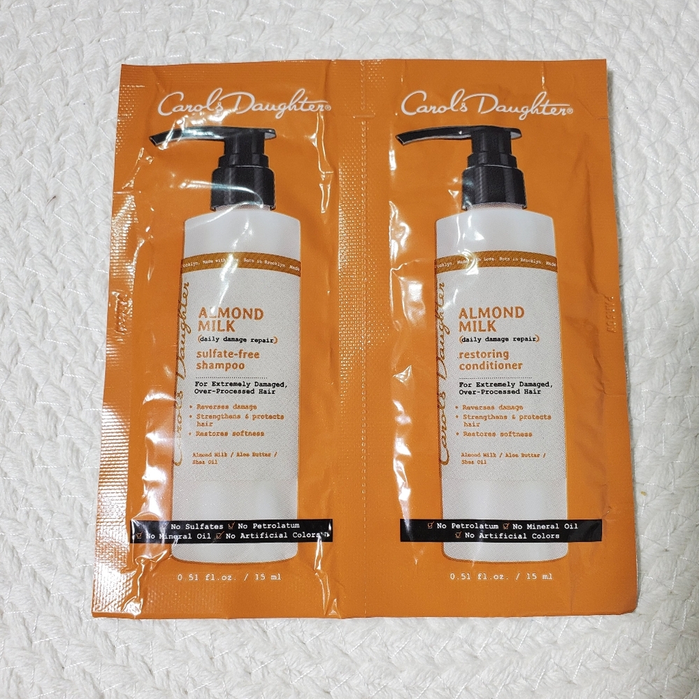 🌹Haircare Carols Daughter Shampoo Conditioner Travel Packet Almond Milk Hair